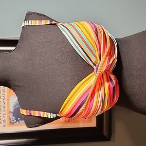 Striped Bikini Top Large Multi Stripe Adjustable Straps